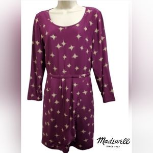 Madewell  Dress 100%Silk Round-Neck Long Sleeve Size 6